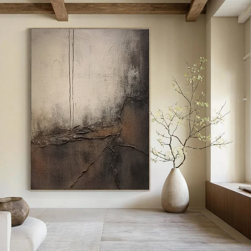Brown and Gray Textured Abstract Painting ADGE355