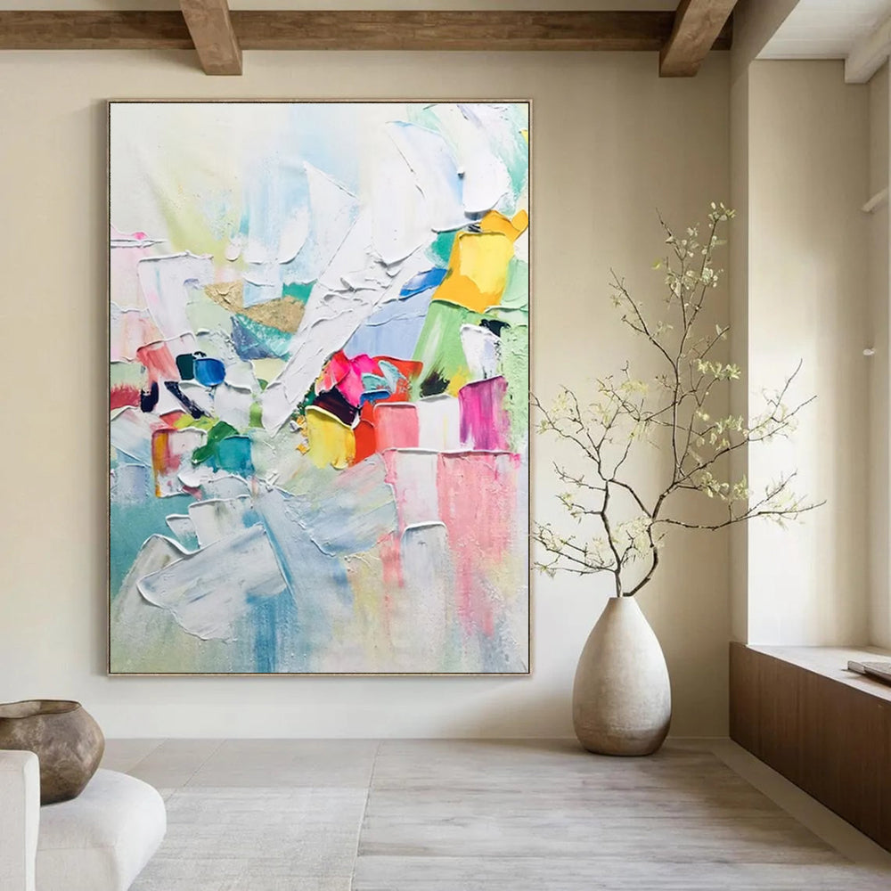 Colorful Block Abstract Painting with White Dominance (Repeat) ADGE279
