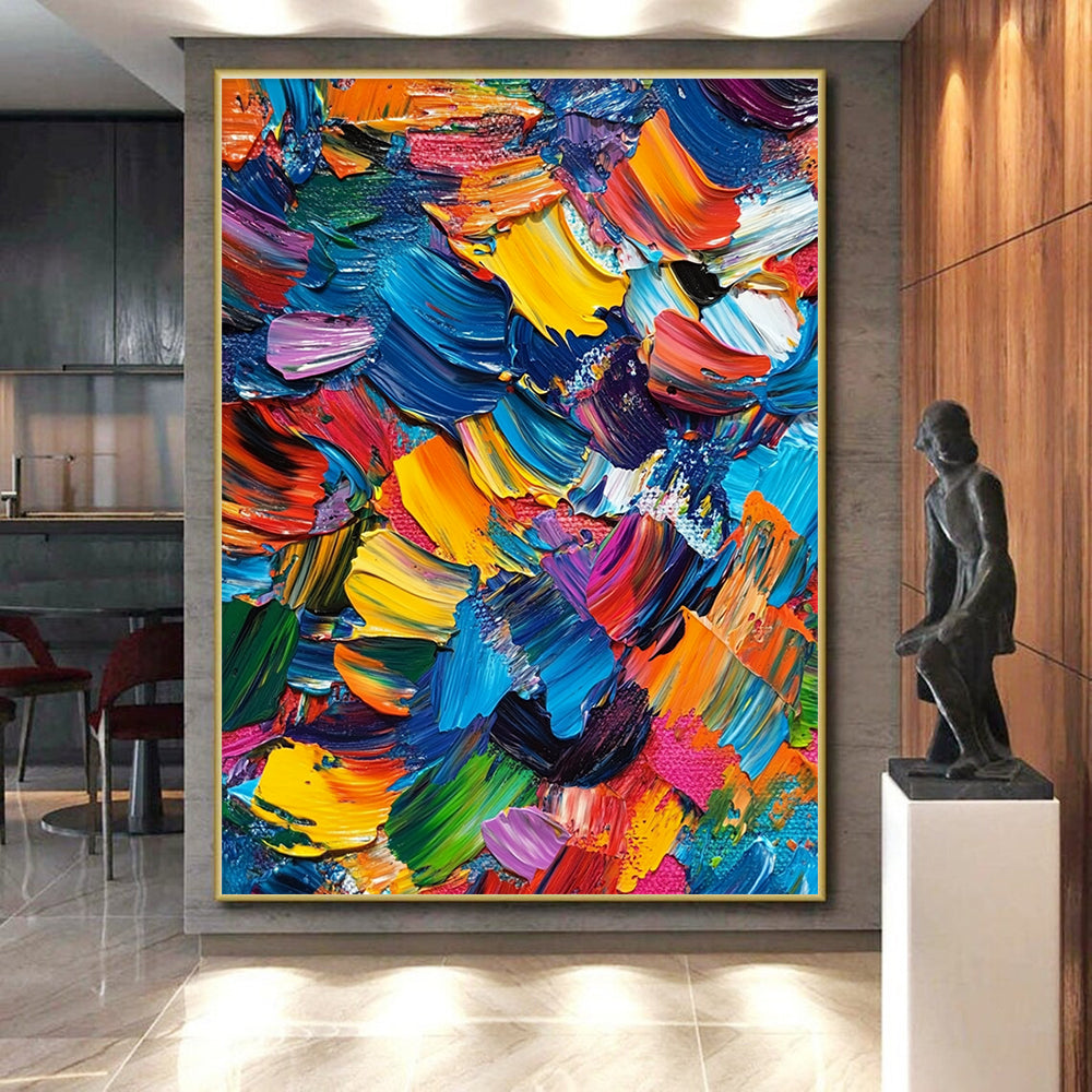 Colorful Palette Knife Abstract Painting with Bold Textures GER405