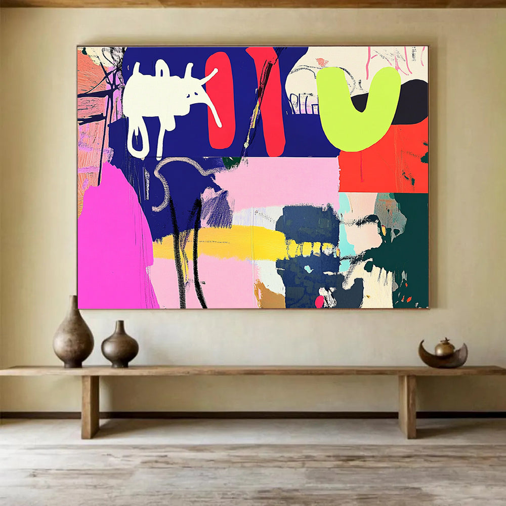 Colorful Abstract - Playful Shapes Collage Painting DYP047