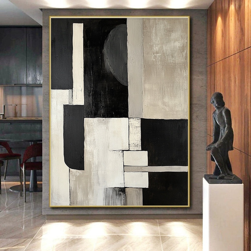 Geometric Neutral Abstract Painting with Clean Lines GER532