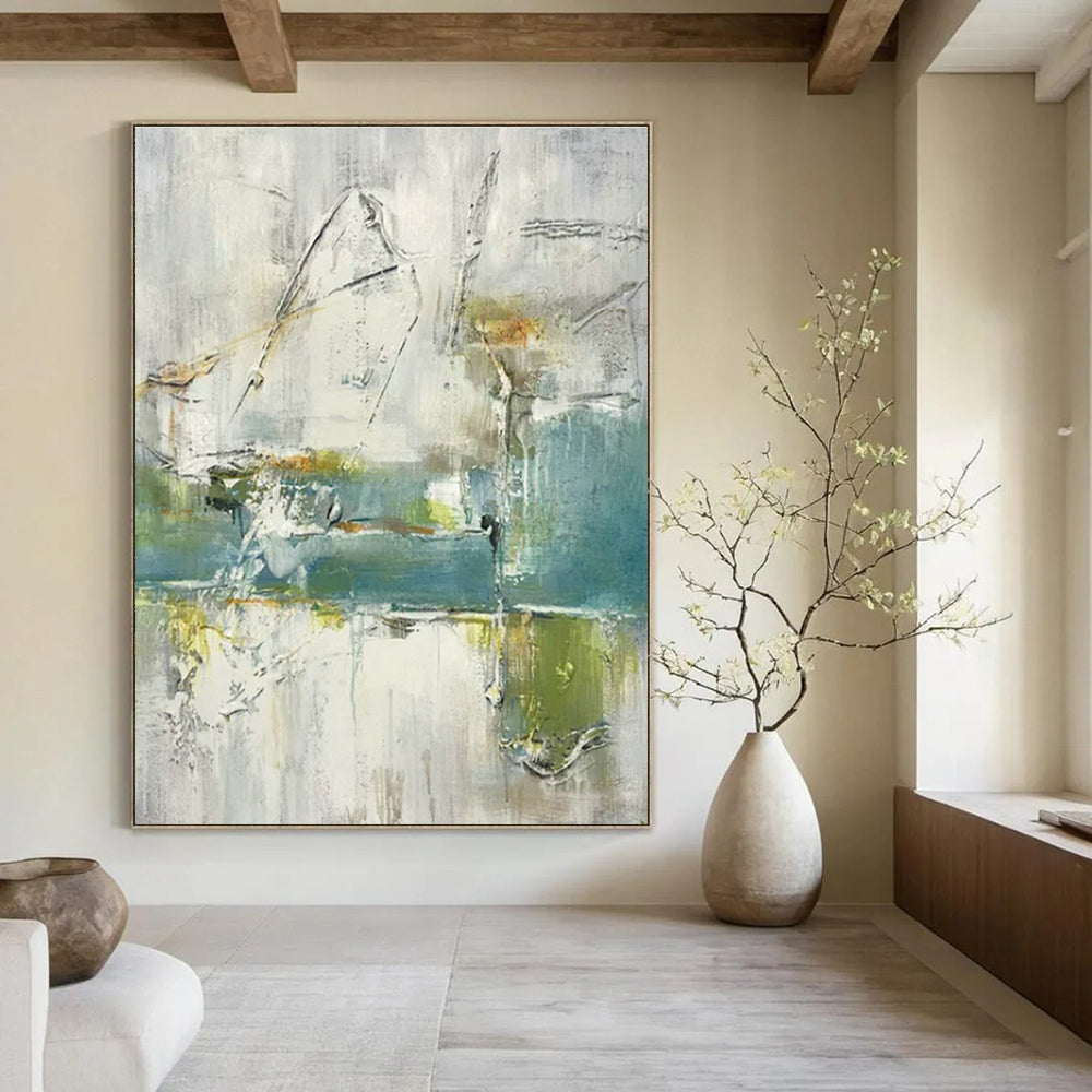 Original Hand-Painted Abstract Canvas for Cottage Living Room Wall Sconce Niche & Bedroom Alarm Clock Shelf Wall DLZ1780
