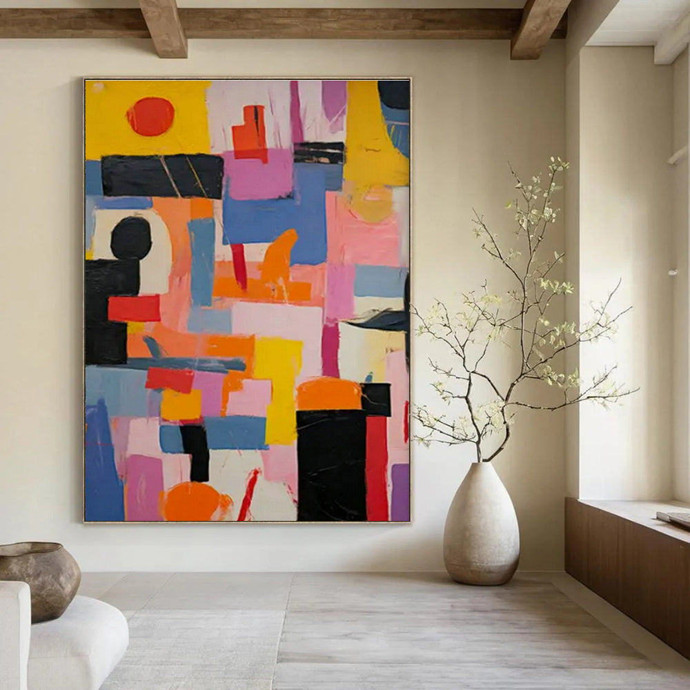 Large Hand-Painted Abstract Art for Bedroom Wardrobe Interior Door & Hallway Linen Closet Shelf Wall DLZ1767