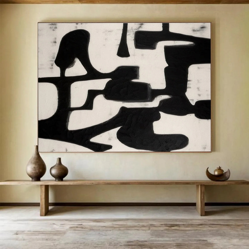 Black White Minimalist Abstract Painting THY062