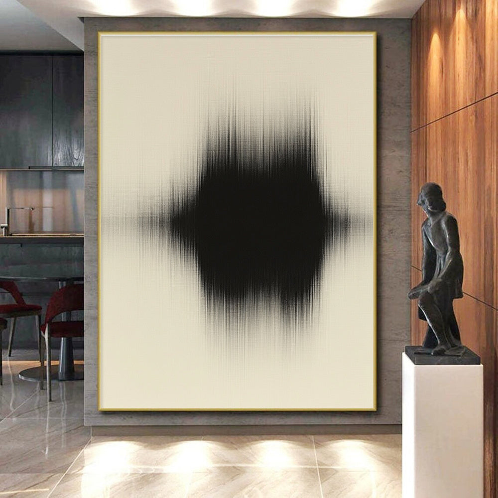Black Beige Blurred Shape Abstract Painting GER844