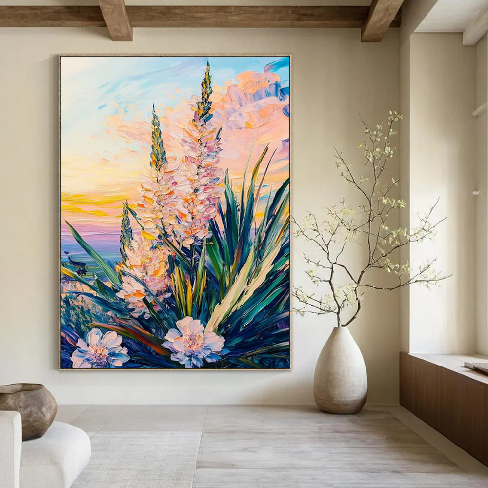 Pastel Flower Sunset Abstract Painting with Soft Hues ADGE528