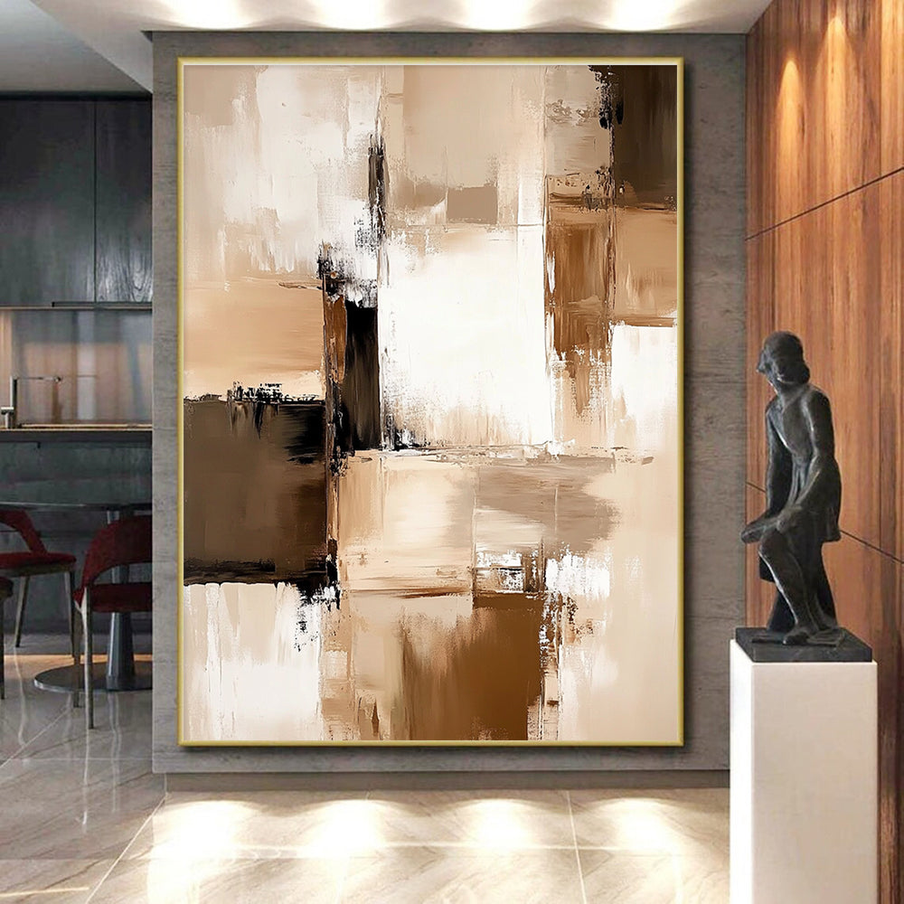 Geometric Neutral Abstract with Beige and Black GER342