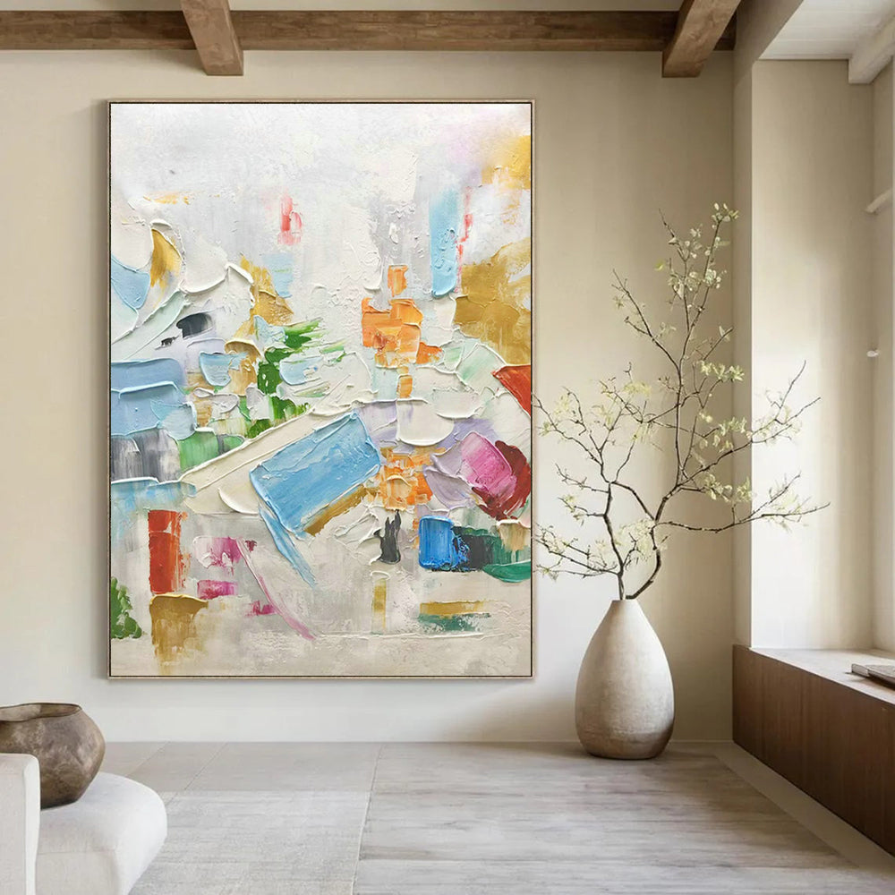Large Hand-Painted Abstract Art for Cottage Bedroom and Living Room DLZ1607