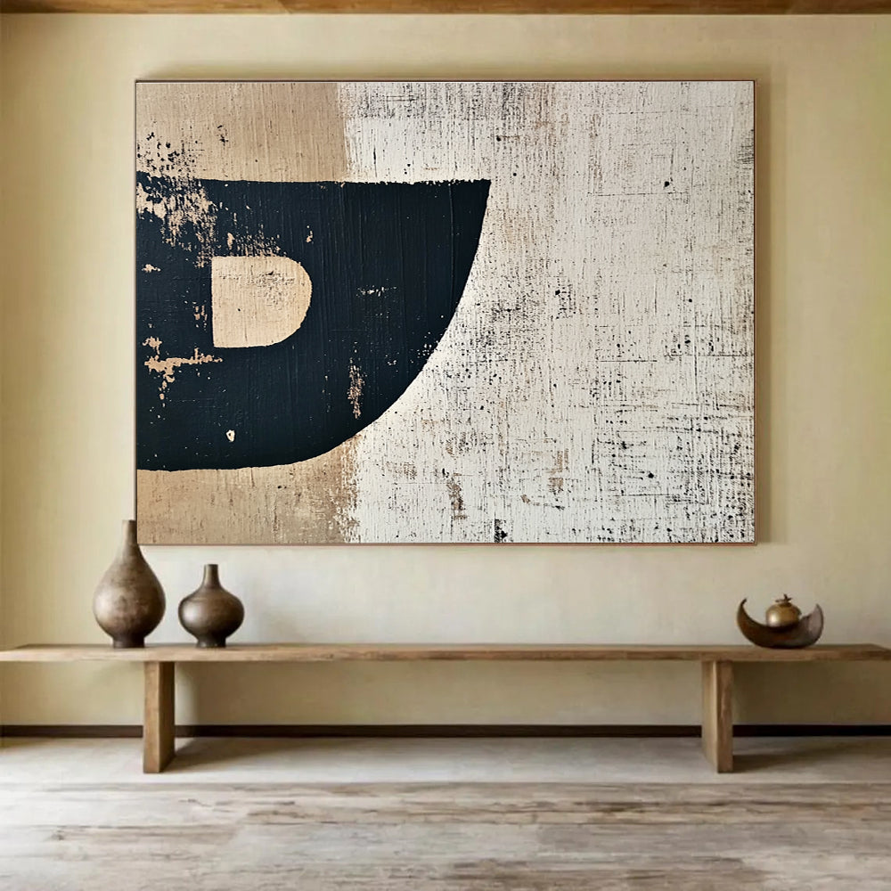 Black Beige Textured - Minimalist Abstract Painting DYP030