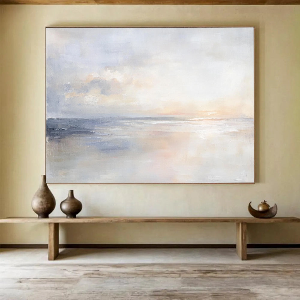 Serene Sea Abstract Painting with Soft Color Blends DYP147
