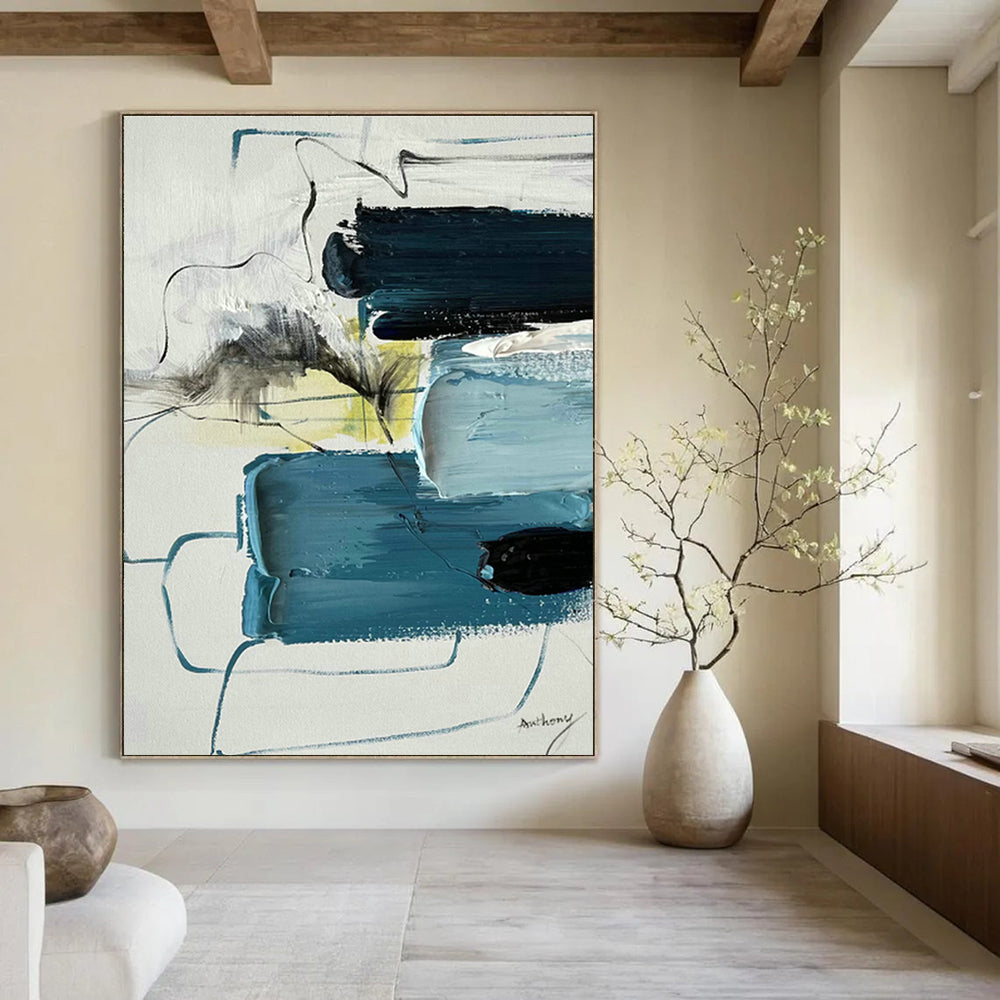 Large Hand - Painted Abstract Canvases for Hallway Skylights and Office Pantries DLZ0789