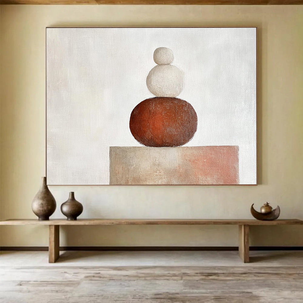 Earth - Toned Stacked Stones Abstract Painting DYP088
