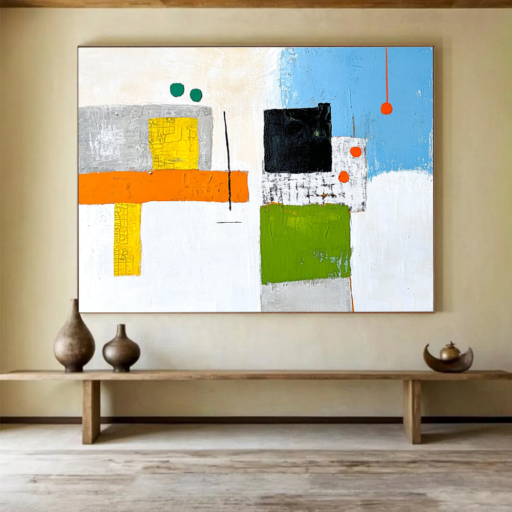 Colorful Geometric Abstract Painting with Playful Shapes DYP258