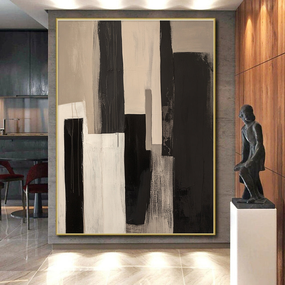 Black and White Urban - Inspired Abstract Painting with Dripping Effects GER228