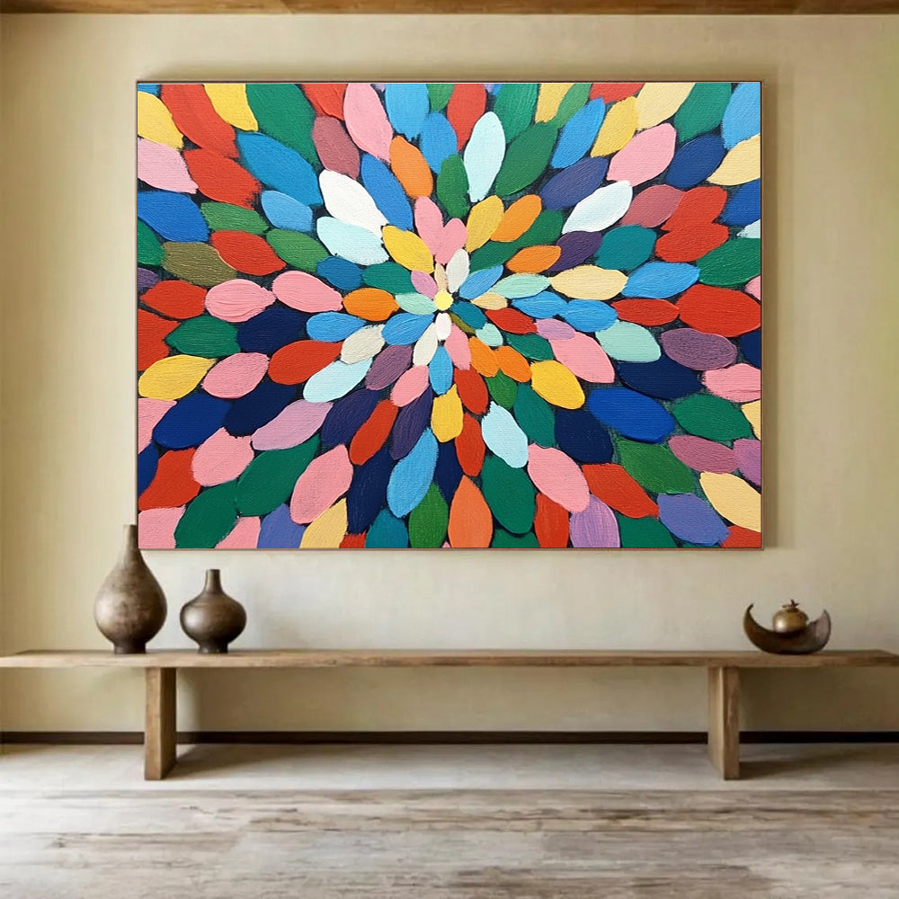 Colorful Petal - Shaped Abstract Painting with Bright Colors DYP117