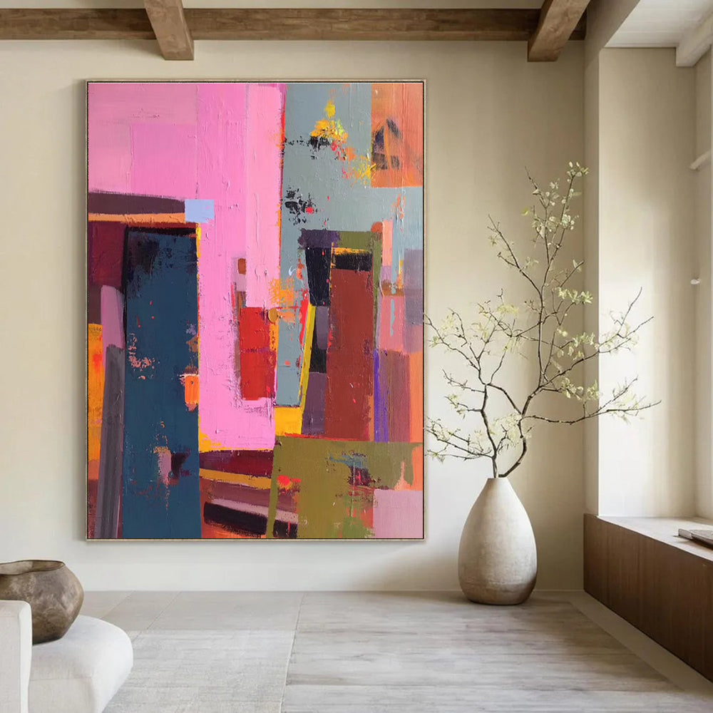 Colorful Block - style Abstract Painting for Modern Spaces ADGE050