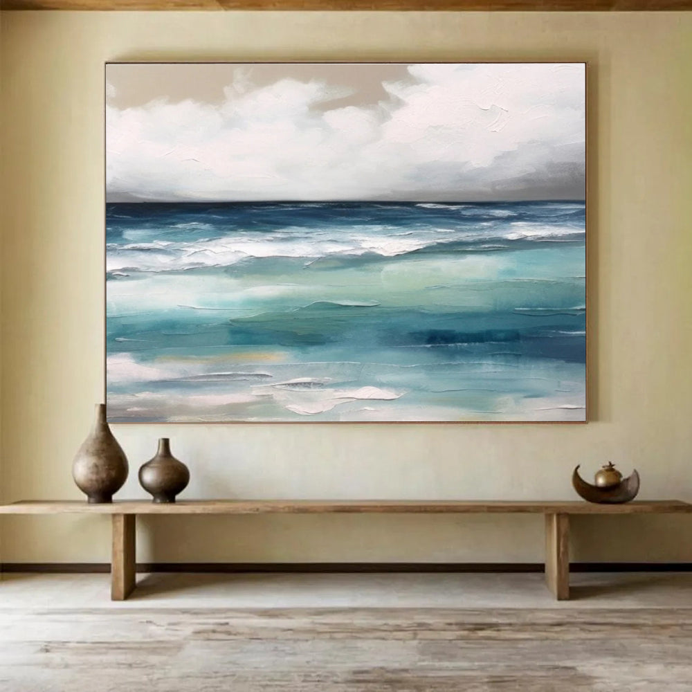 Blue Green Sea Sky Abstract Painting THY050