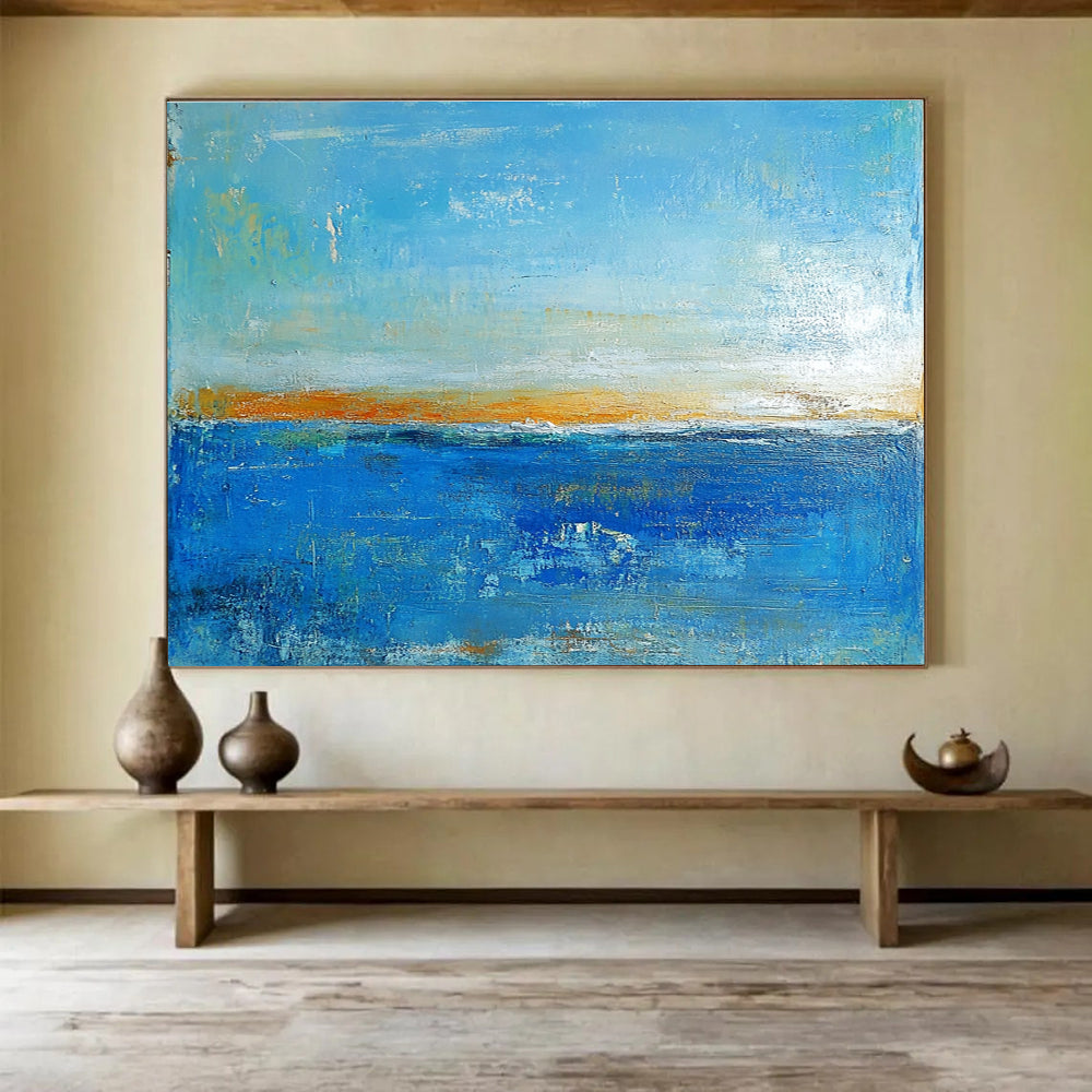Large abstract painting inspired by Turner Kandinsky and Richard Schmid blending vibrant colors and dynamic forms for a captivating wall statement.SC034