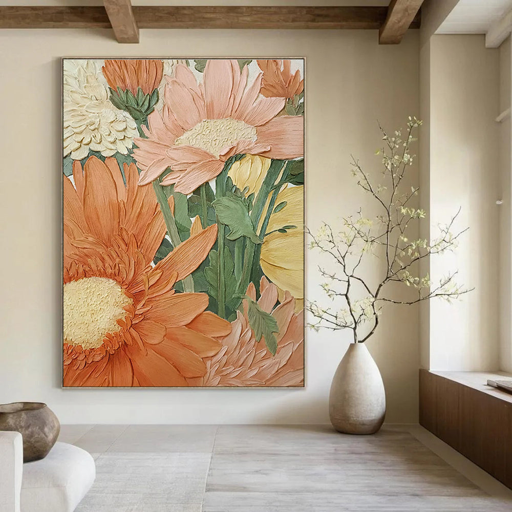 Impasto Floral Abstract Painting with Warm Earthy Tones ADGE423