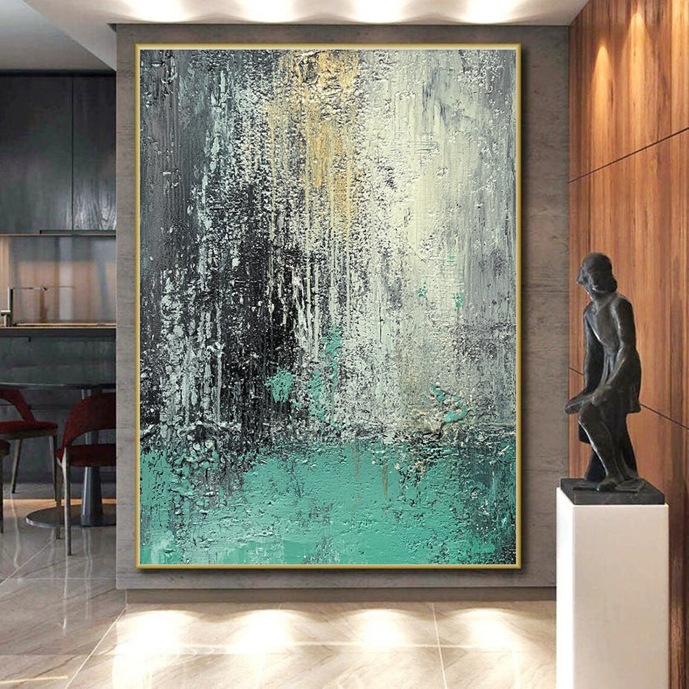 Teal and Orange Abstract with Textured Surfaces GER287