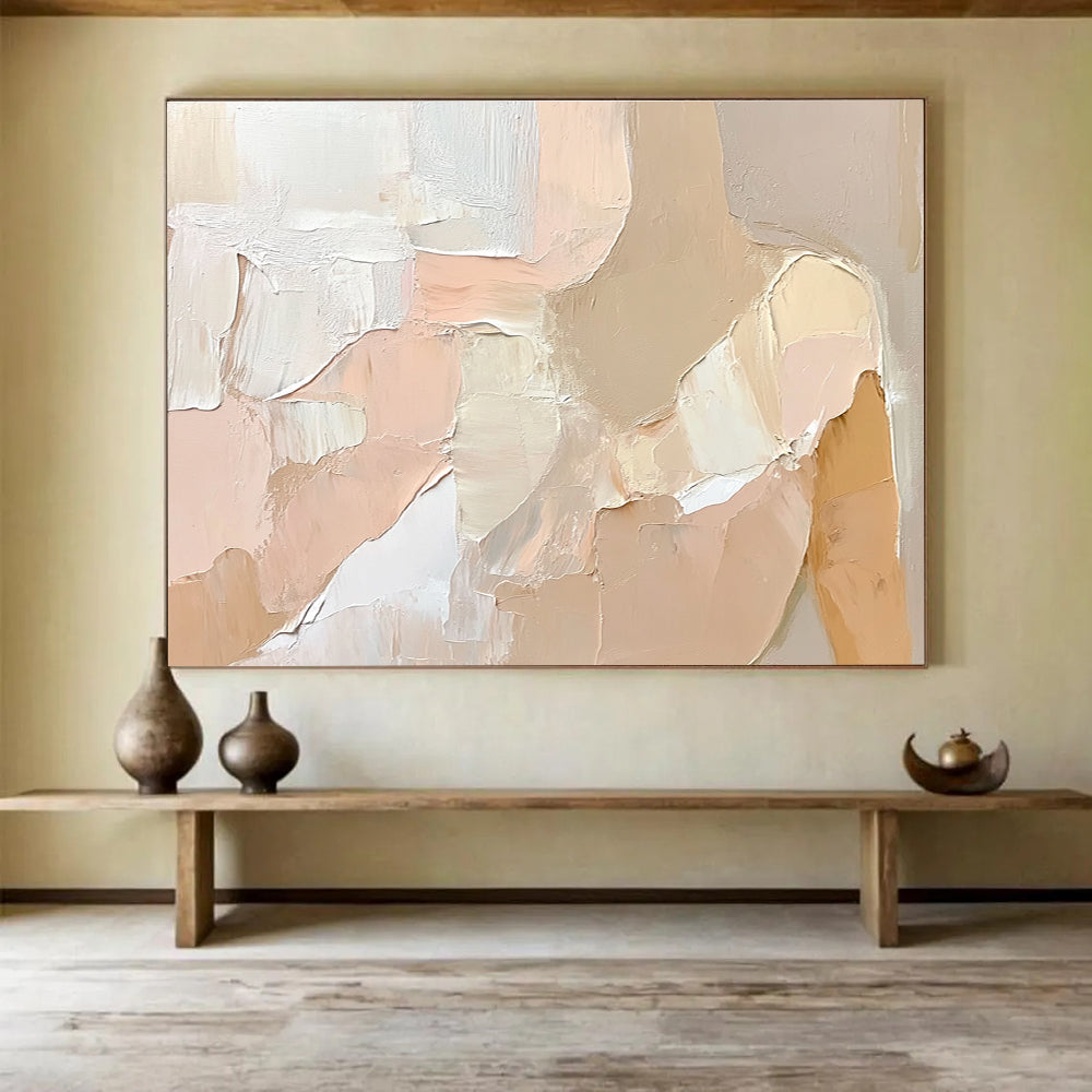 Beige Toned Abstract Figure Painting with Subtle Shading DYP262