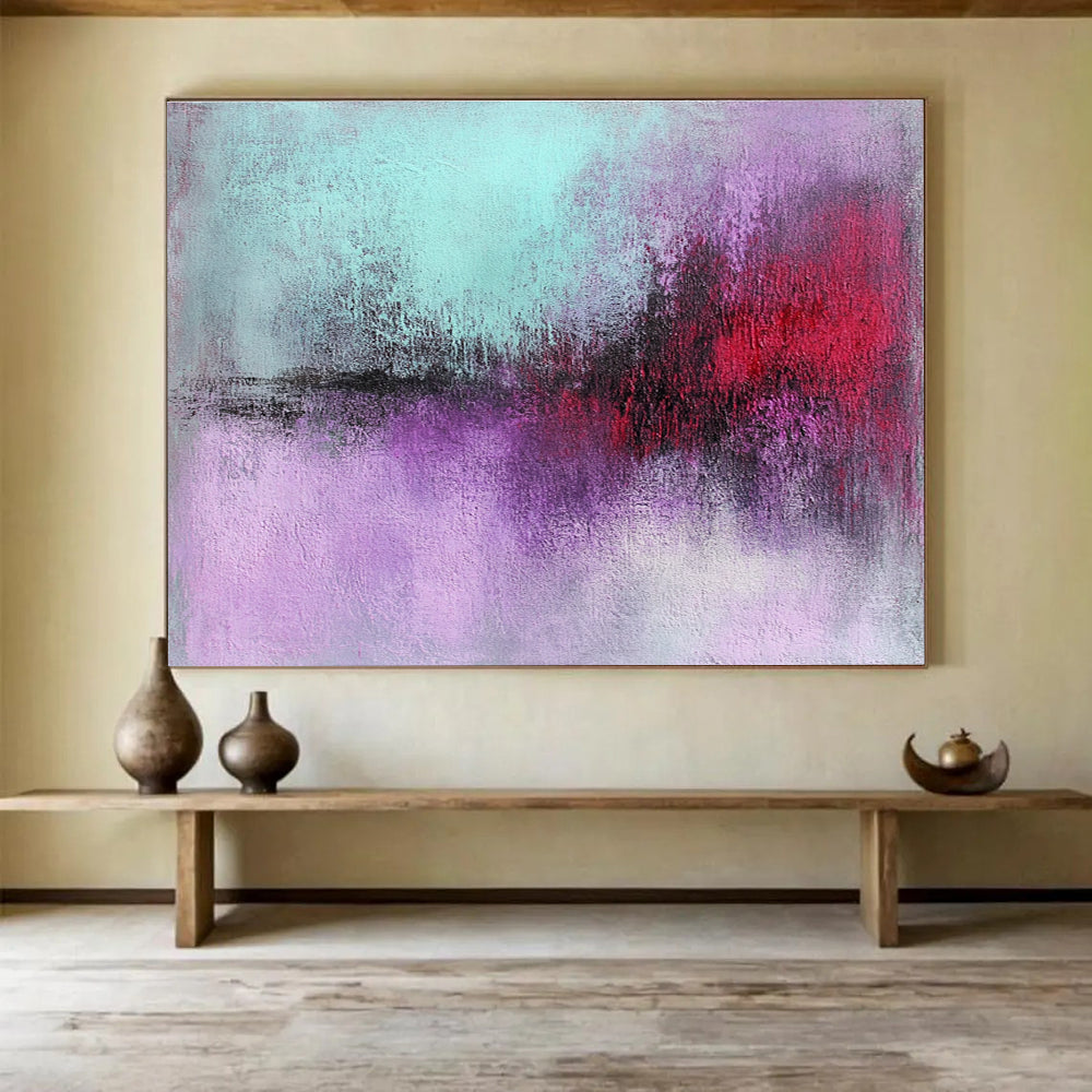 Purple and Red Abstract Painting with Bold and Intense Hues DYP378