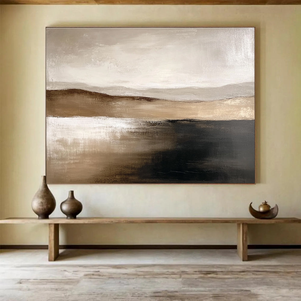 Earth Tone Landscape Abstract Painting with Brown and Beige DYP227