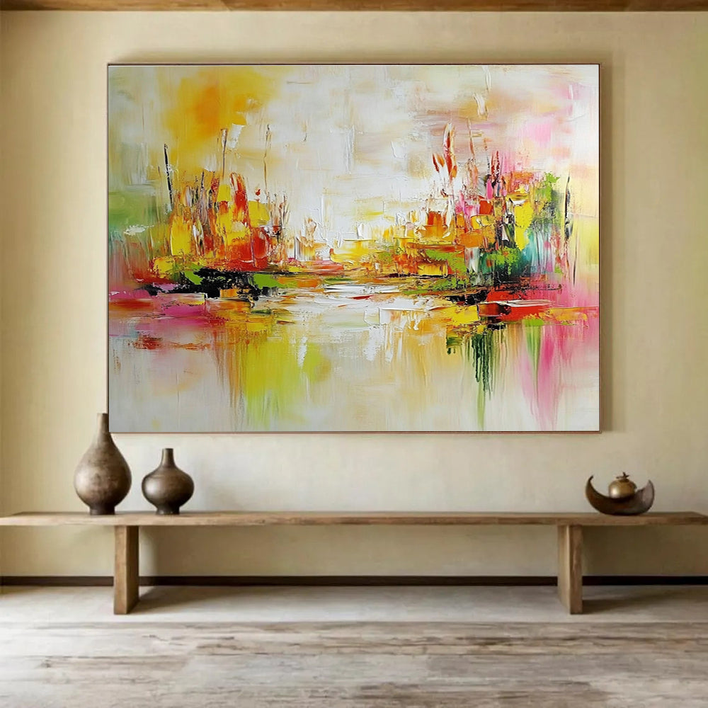 Colorful Abstract Cityscape Painting with Vibrant Hues DYP297