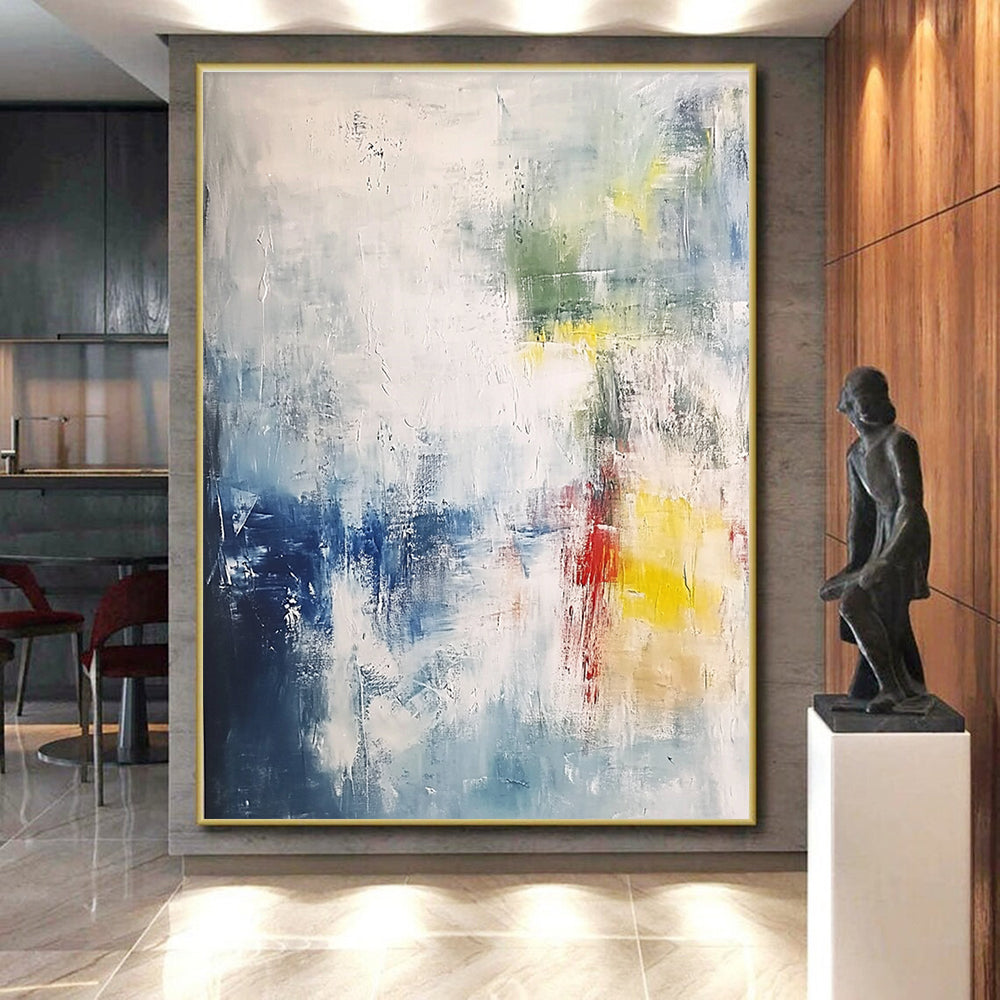 Blue Gray Colorful Abstract Painting with Subtle Textures GER810