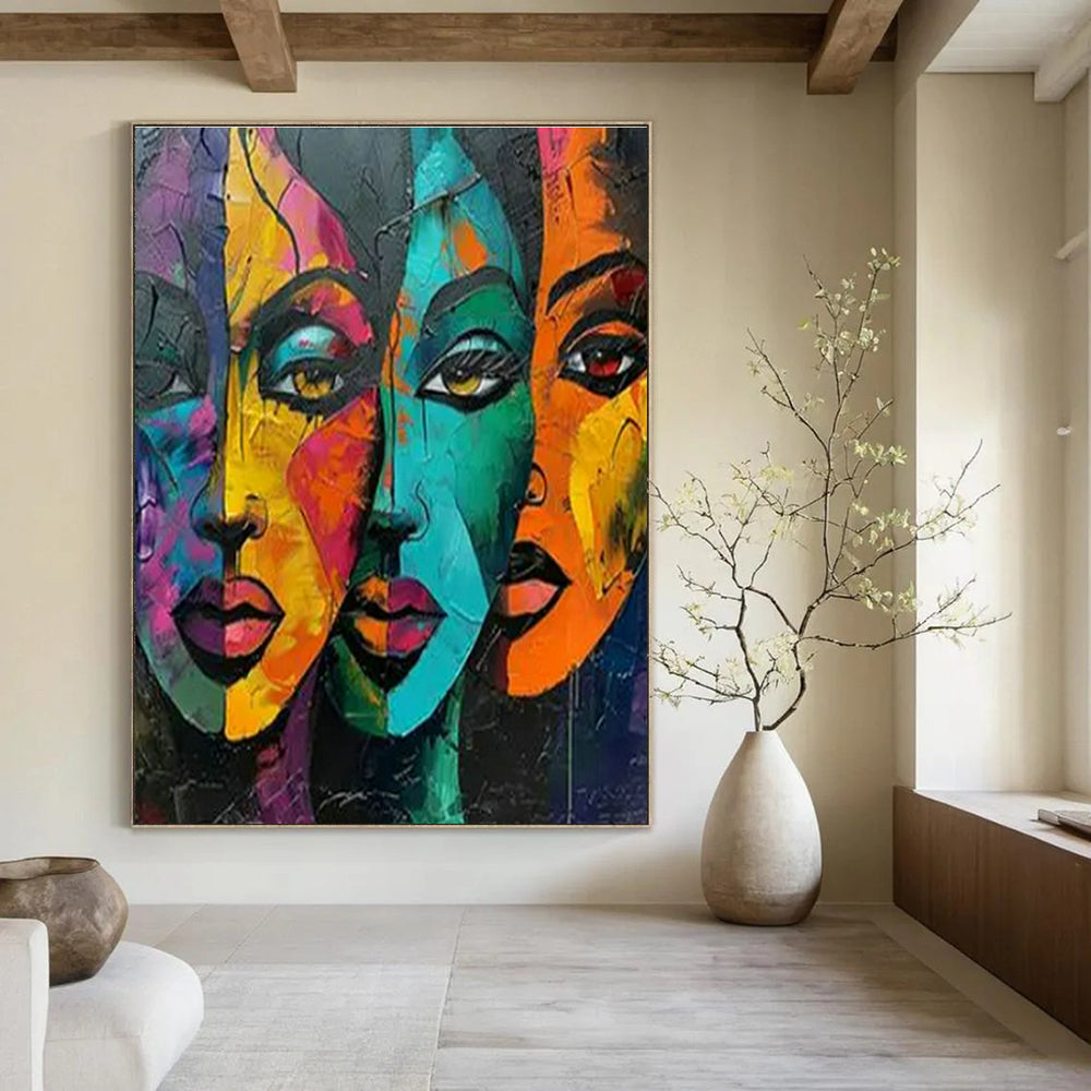Original Hand-Painted Abstract Painting for Living Room Curio Cabinet Wall & Bedroom Hat Display Niche DLZ1740