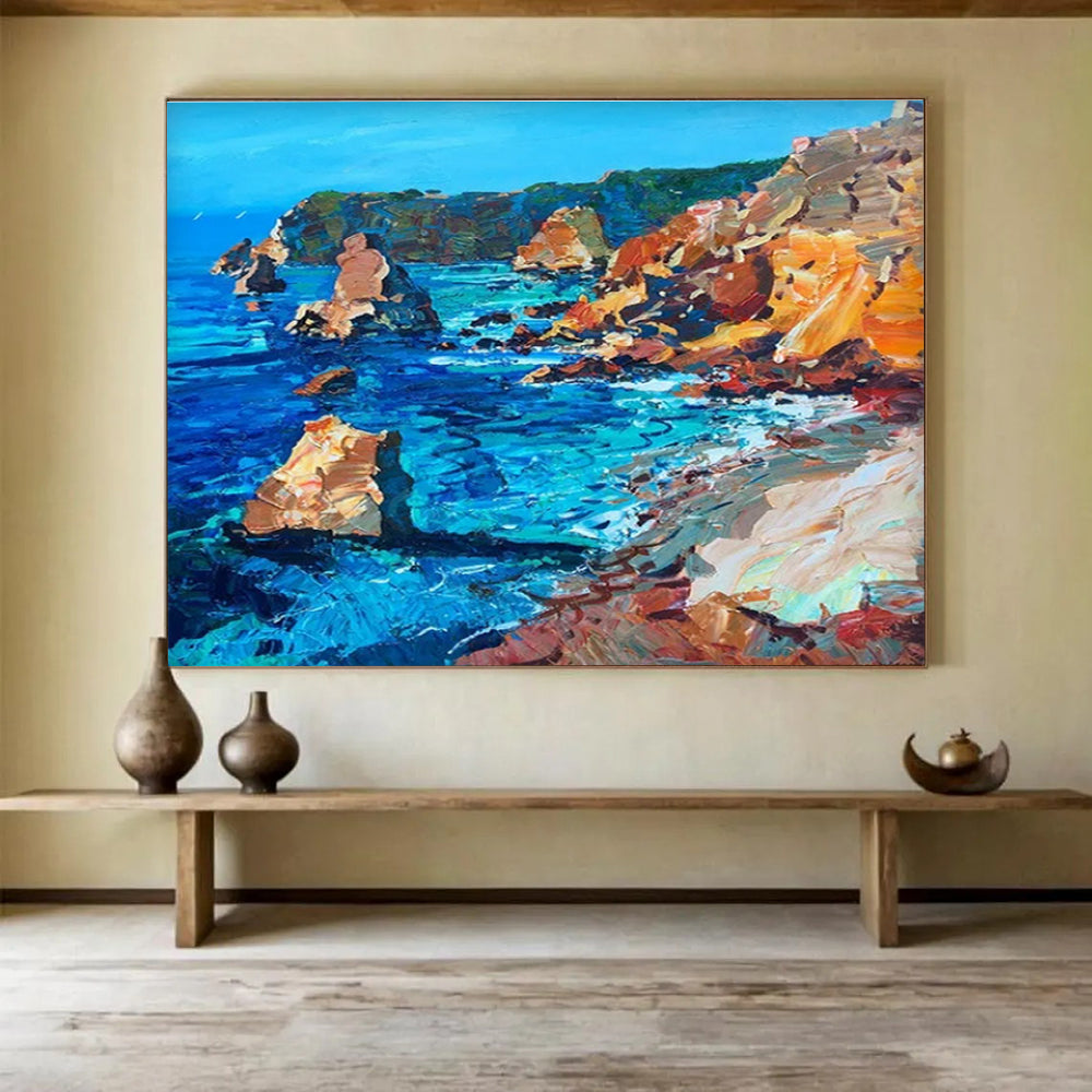 Coastal Rocks and Sea Abstract Painting THY454