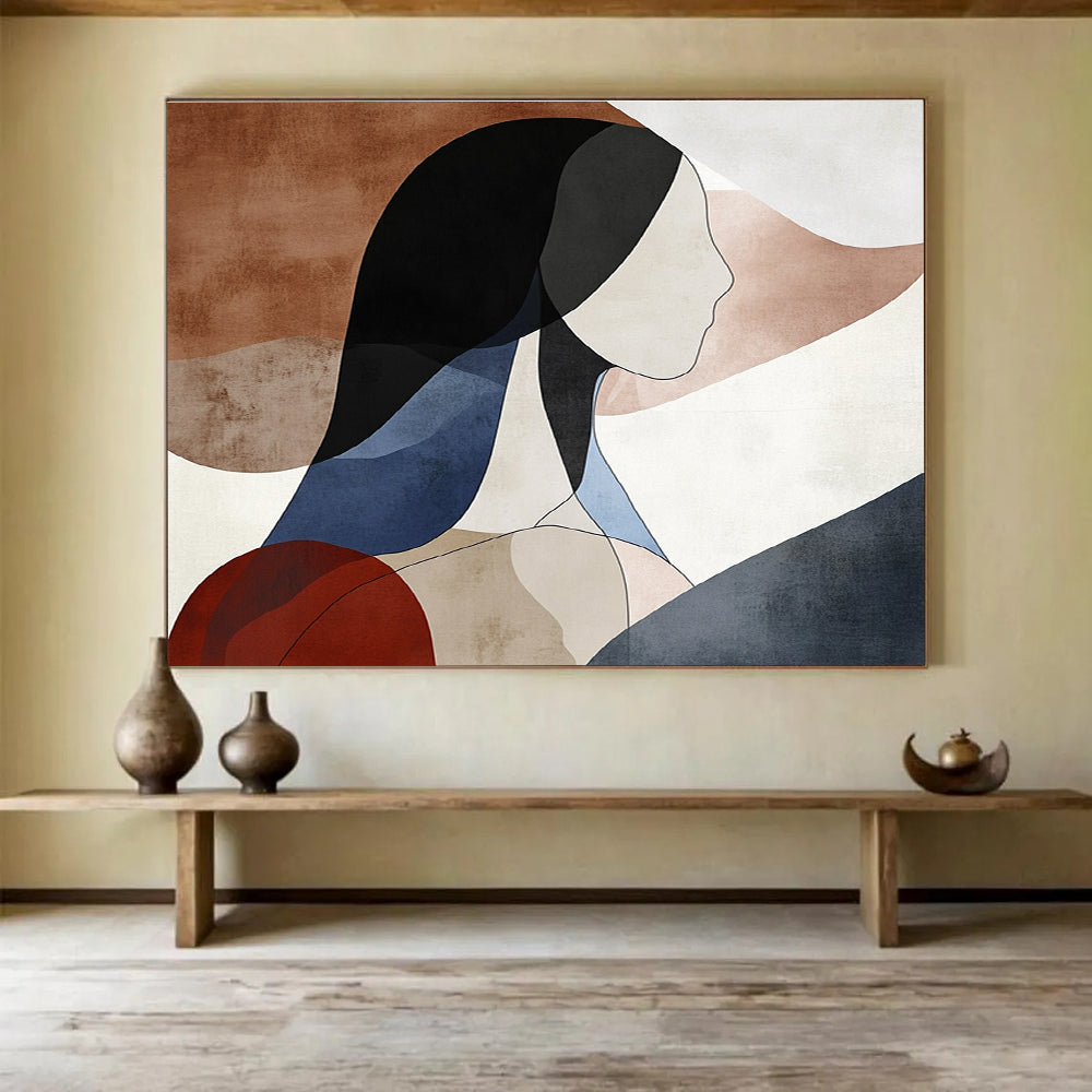 Abstract Female Figure Painting with Geometric Shapes DYP457