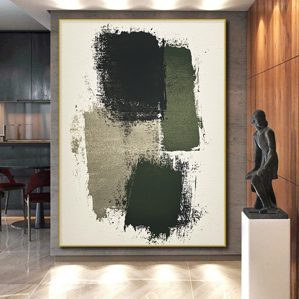 Earth - Toned Abstract with Black, Green, and Gray Textures GER265