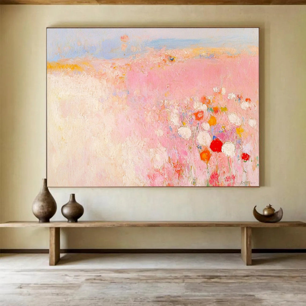 Pastel Landscape Abstract Painting with Pink and Soft Hues DYP508