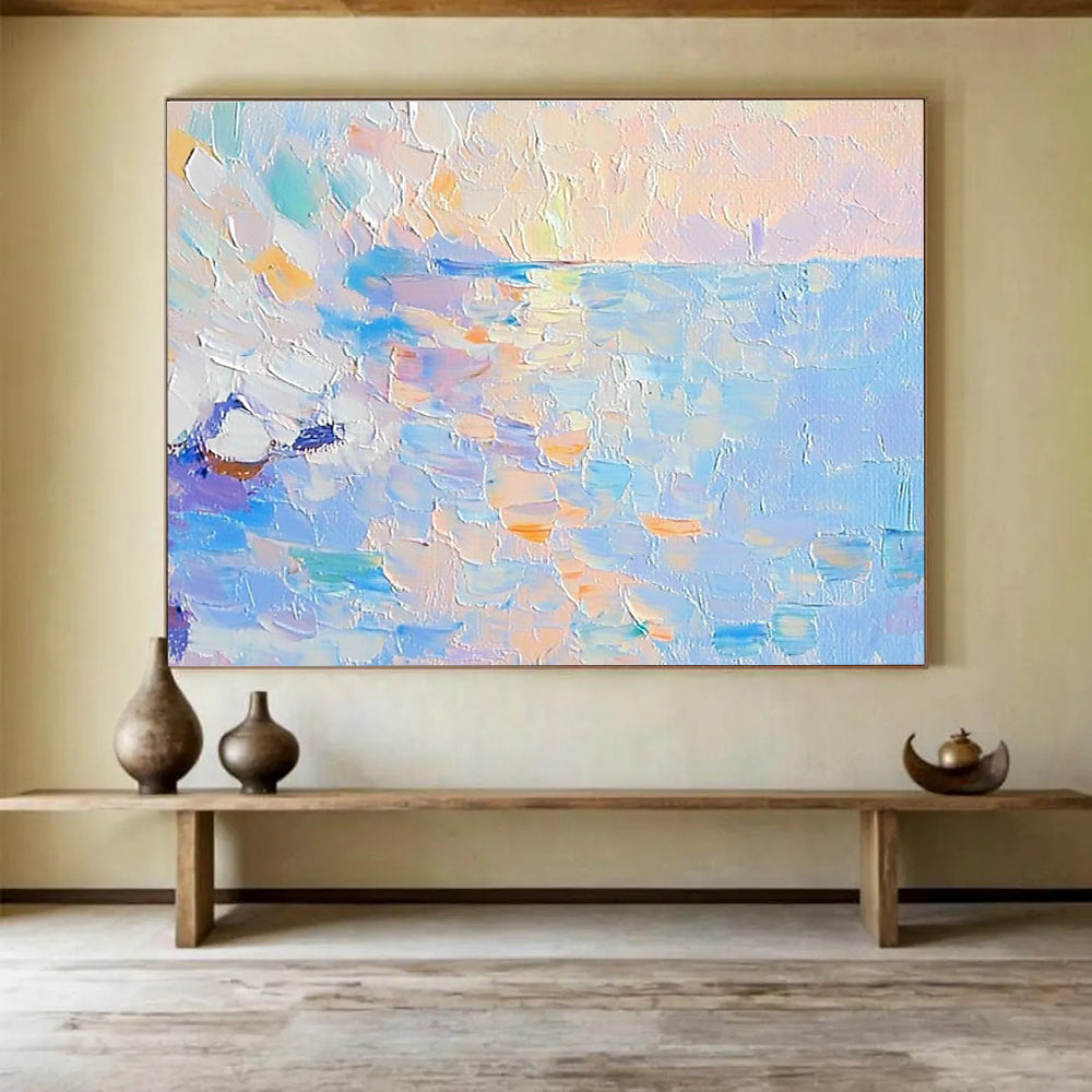 Impressionistic Sea Abstract Painting with Colorful Dabs DYP278