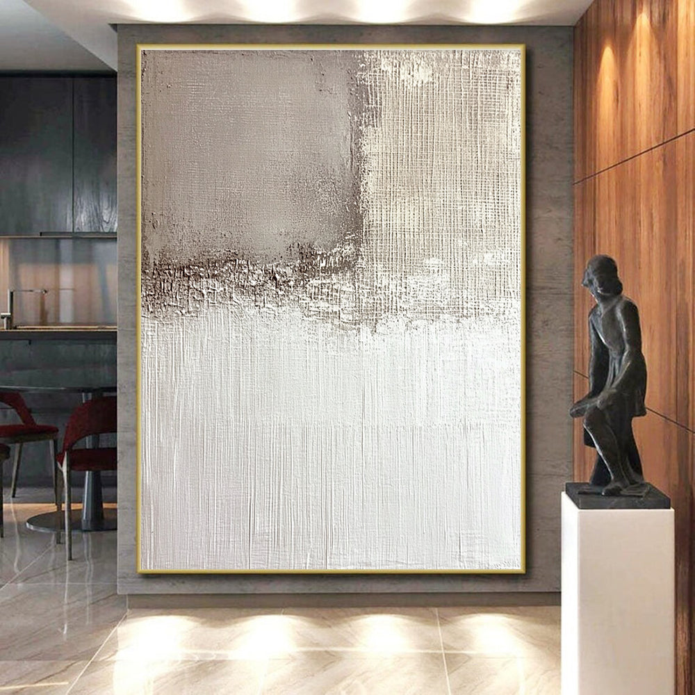 Beige and White Abstract Painting with Subtle Textures GER574