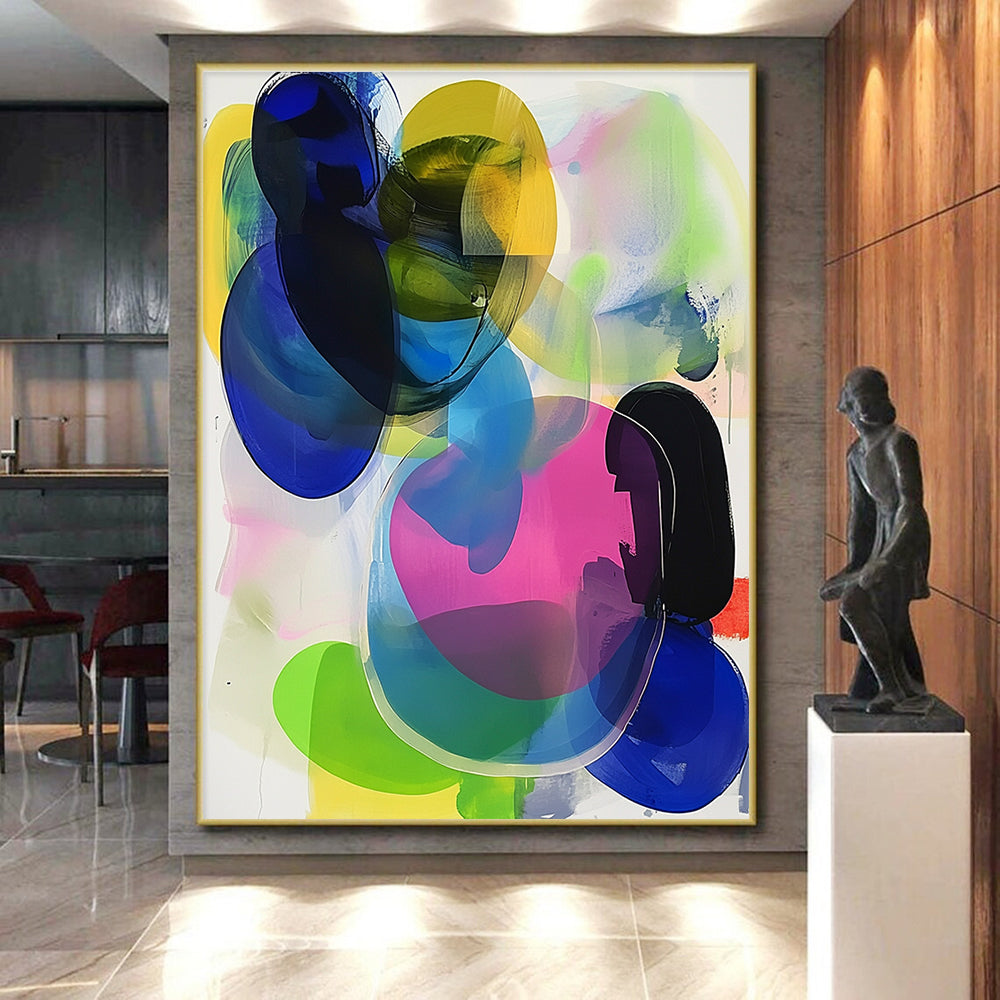 Colorful Overlapping Abstract Painting with Transparent Shapes GER608