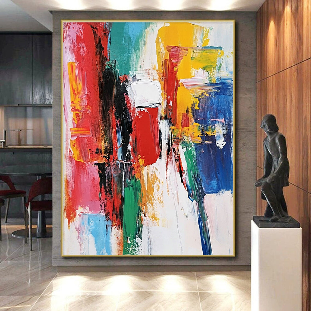 Colorful Block Abstract Painting with Bold Hues GER786
