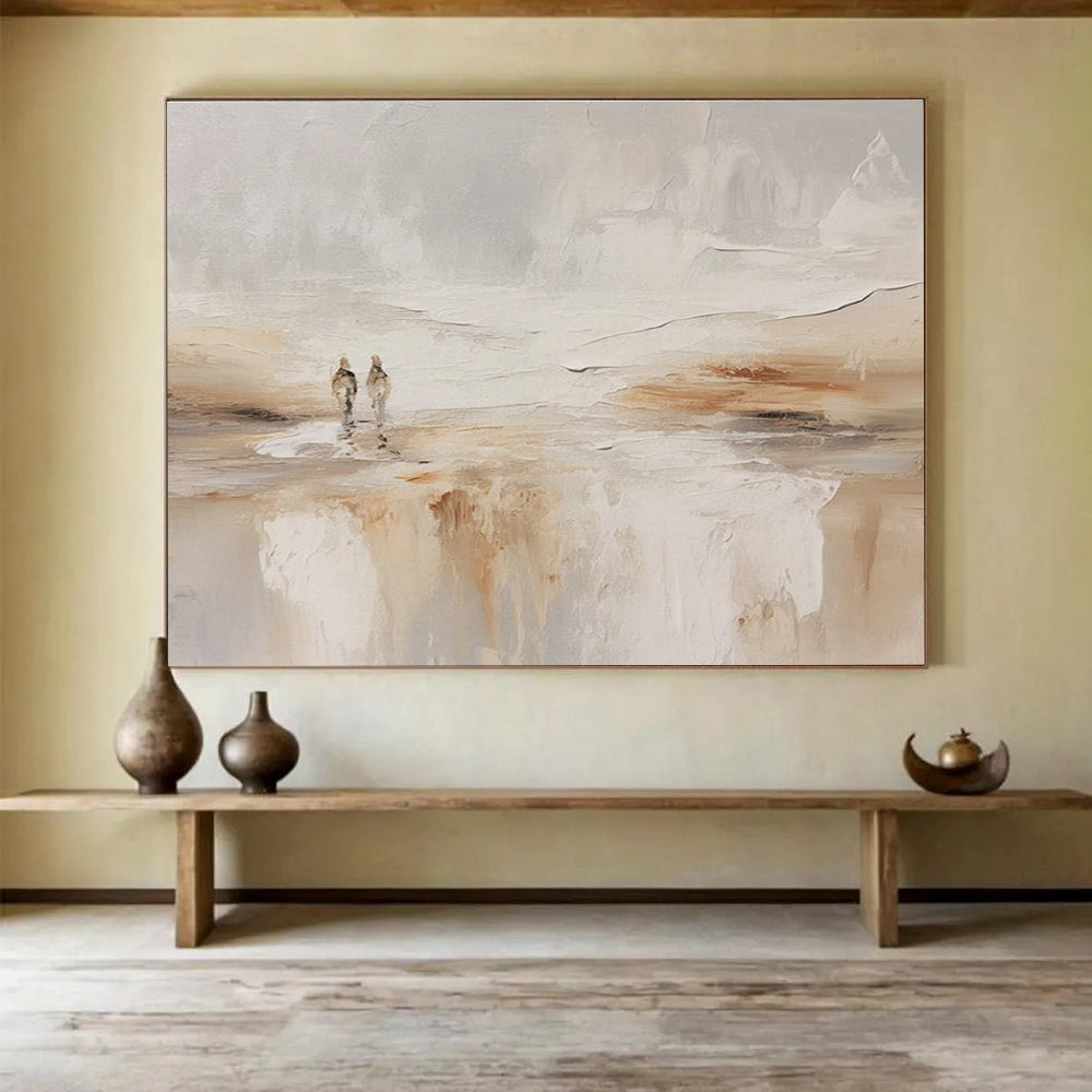 Beige Grey Figure Abstract Painting THY079