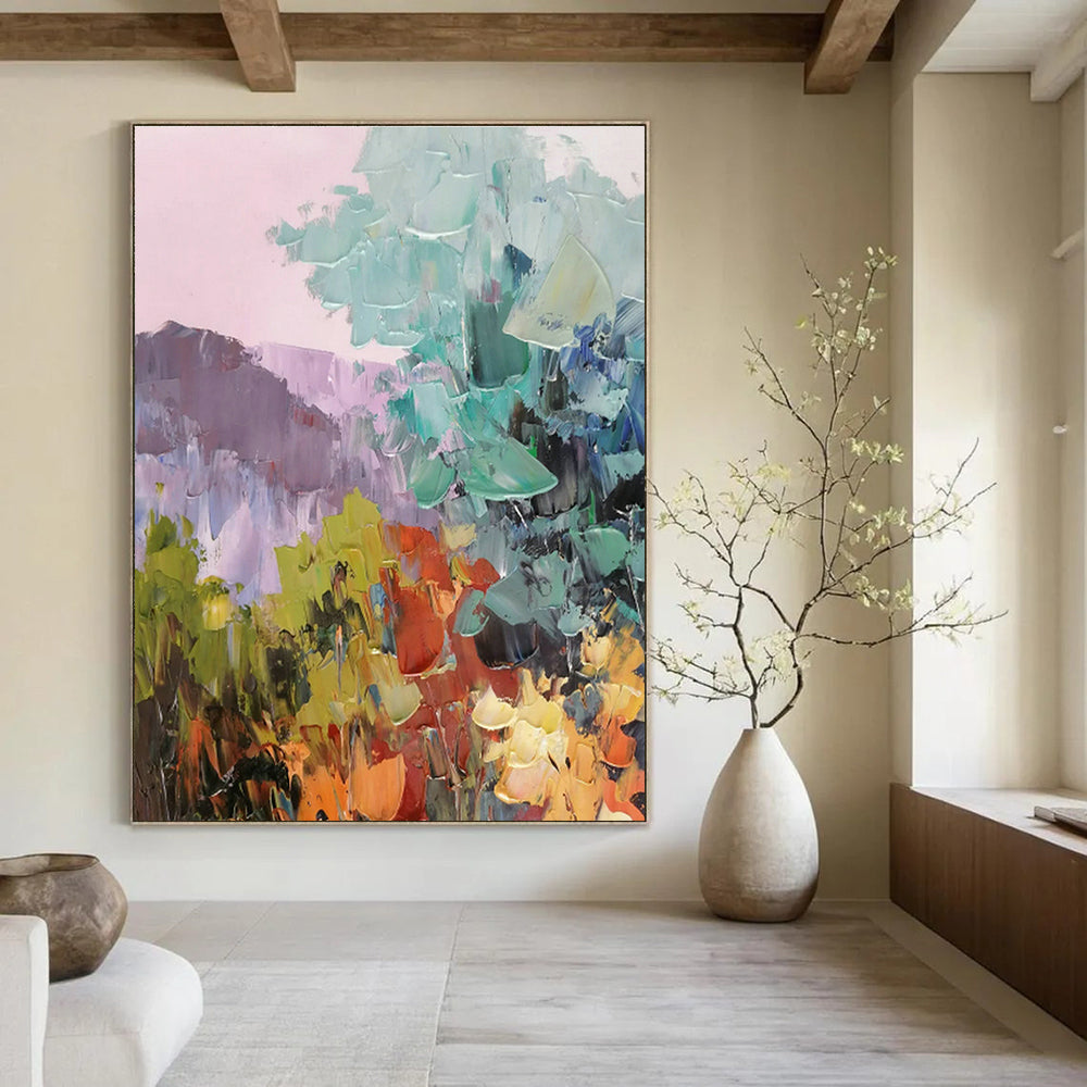 Extra-Large Hand-Painted Abstract Art for Cottage Living Room & Bedroom DLZ1285