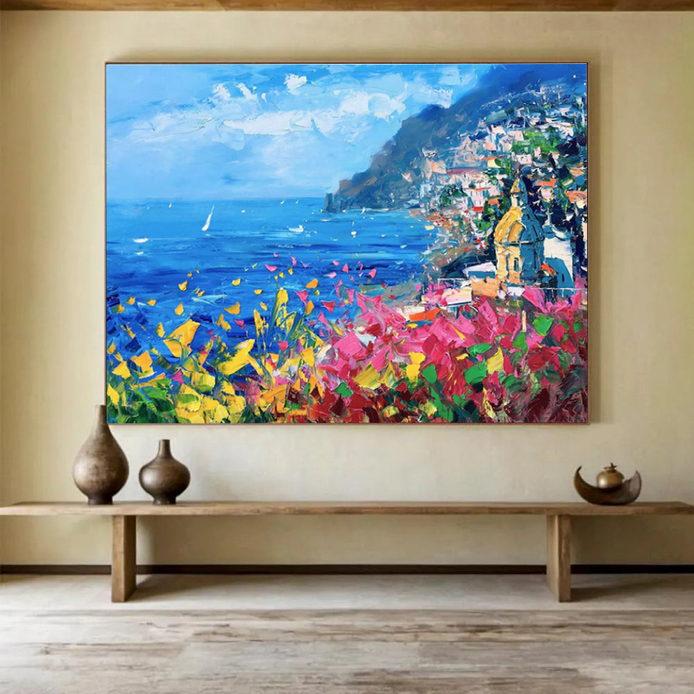Colorful Amalfi Coast Abstract Painting THY429