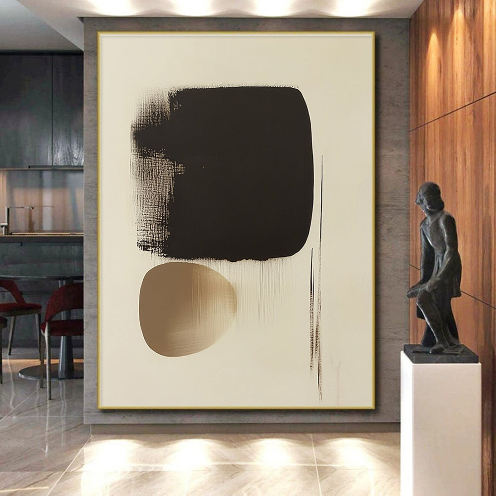 Black and Beige Abstract Painting with Soft Edges GER171