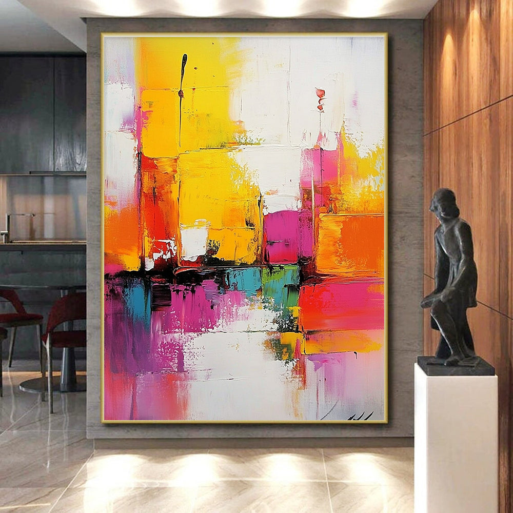 Colorful Block Abstract Painting with Vibrant Geometric Shapes GER656