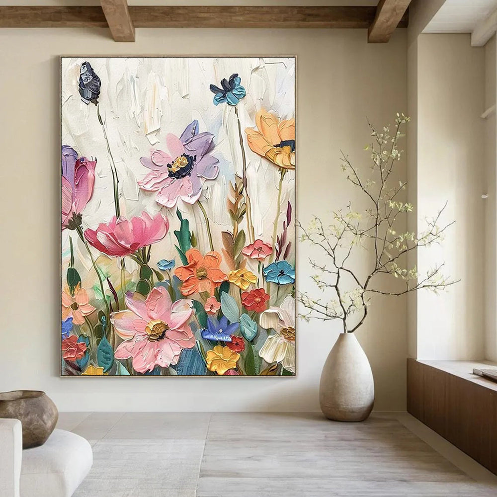 Colorful Textured Flower Field Abstract Painting ADGE081