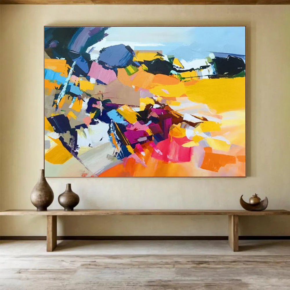 Vibrant Color Block Abstract Painting with Mixed Bold Colors THY187