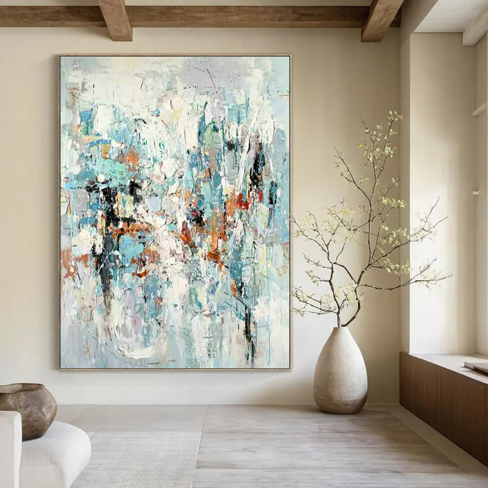 Large Hand-Painted Abstract Painting for Cottage Bedroom Pillow Storage Wall & Hallway Coat Hanger Rod Wall DLZ1777