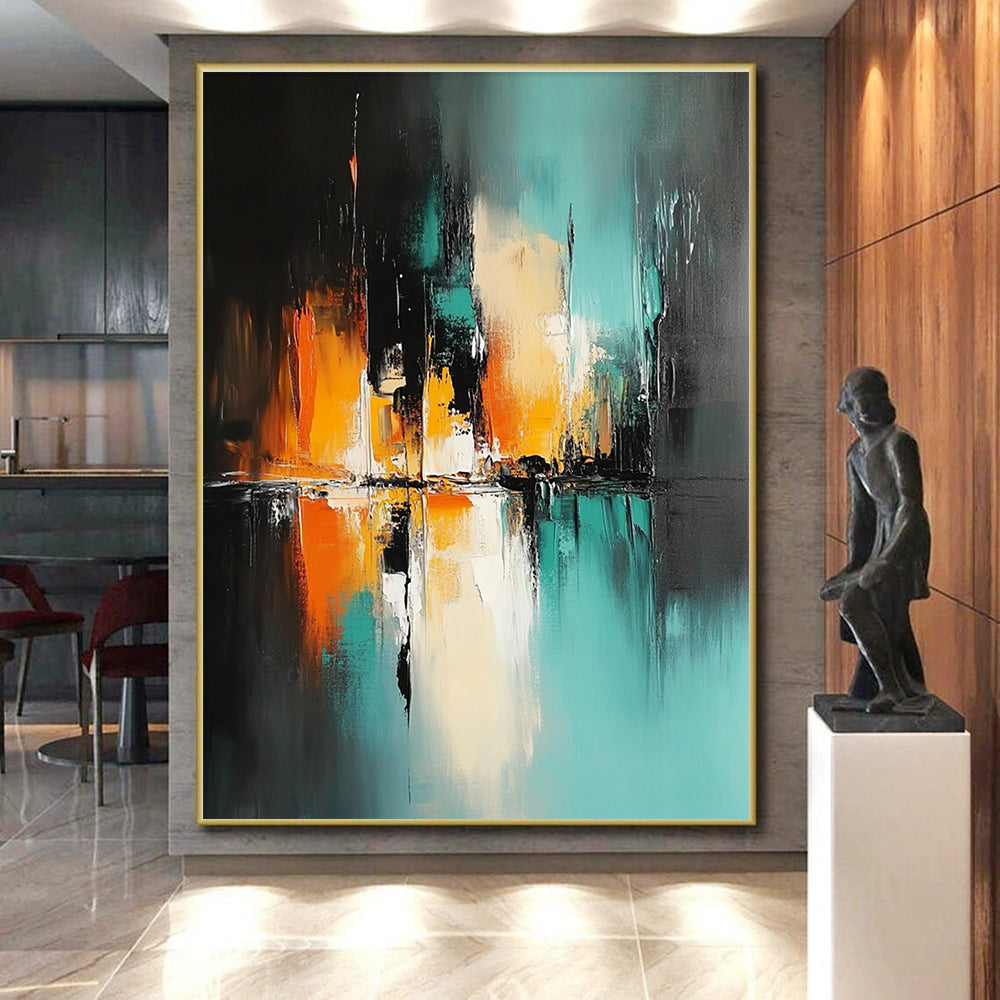 Colorful Reflection Abstract Painting with Dark and Bright Tones GER720