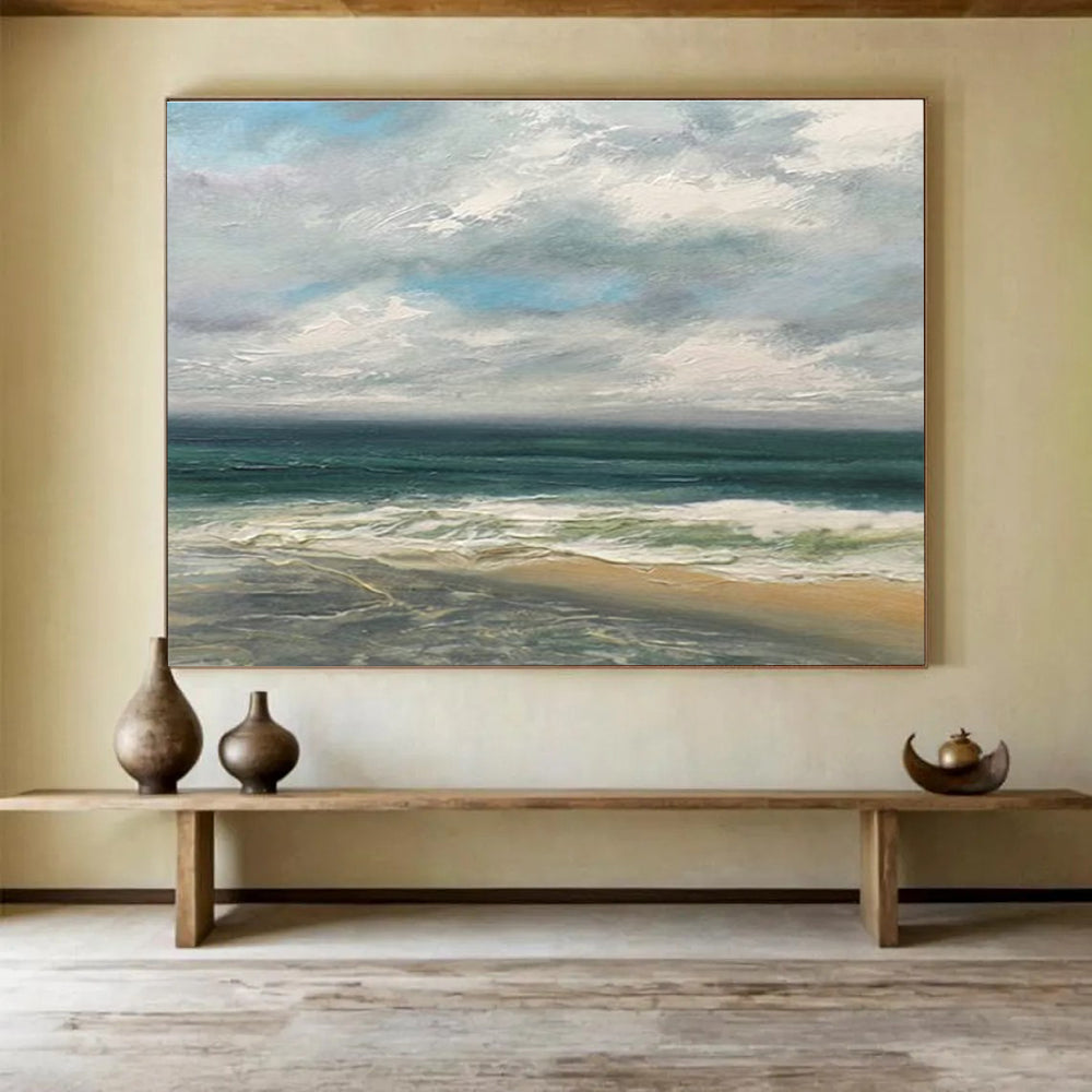 Blue Green Sky Sea Scene Abstract Painting THY020