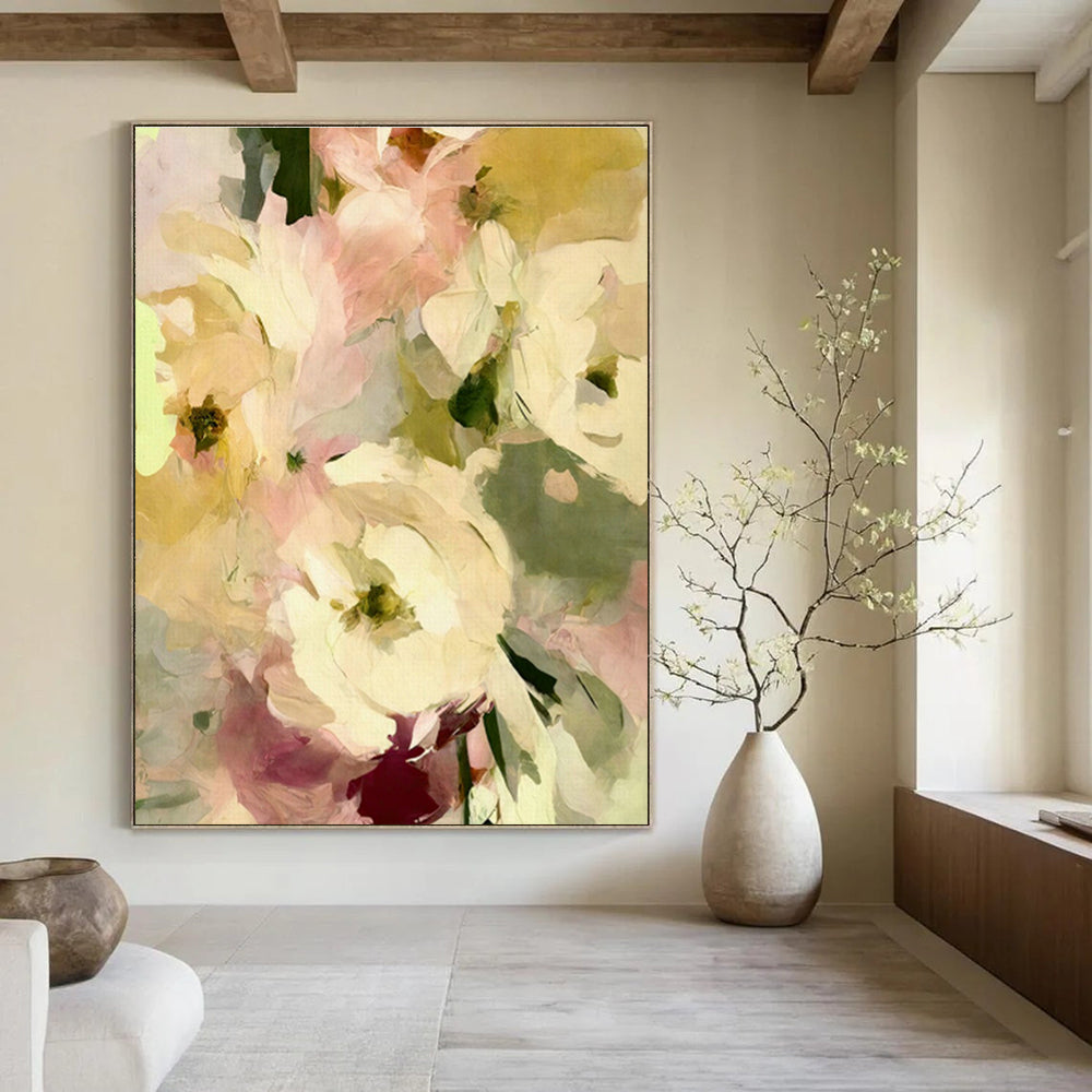 Hand - Painted Oversized Abstract Wall Decor for Cottage Dining Room & Hallway DLZ1361