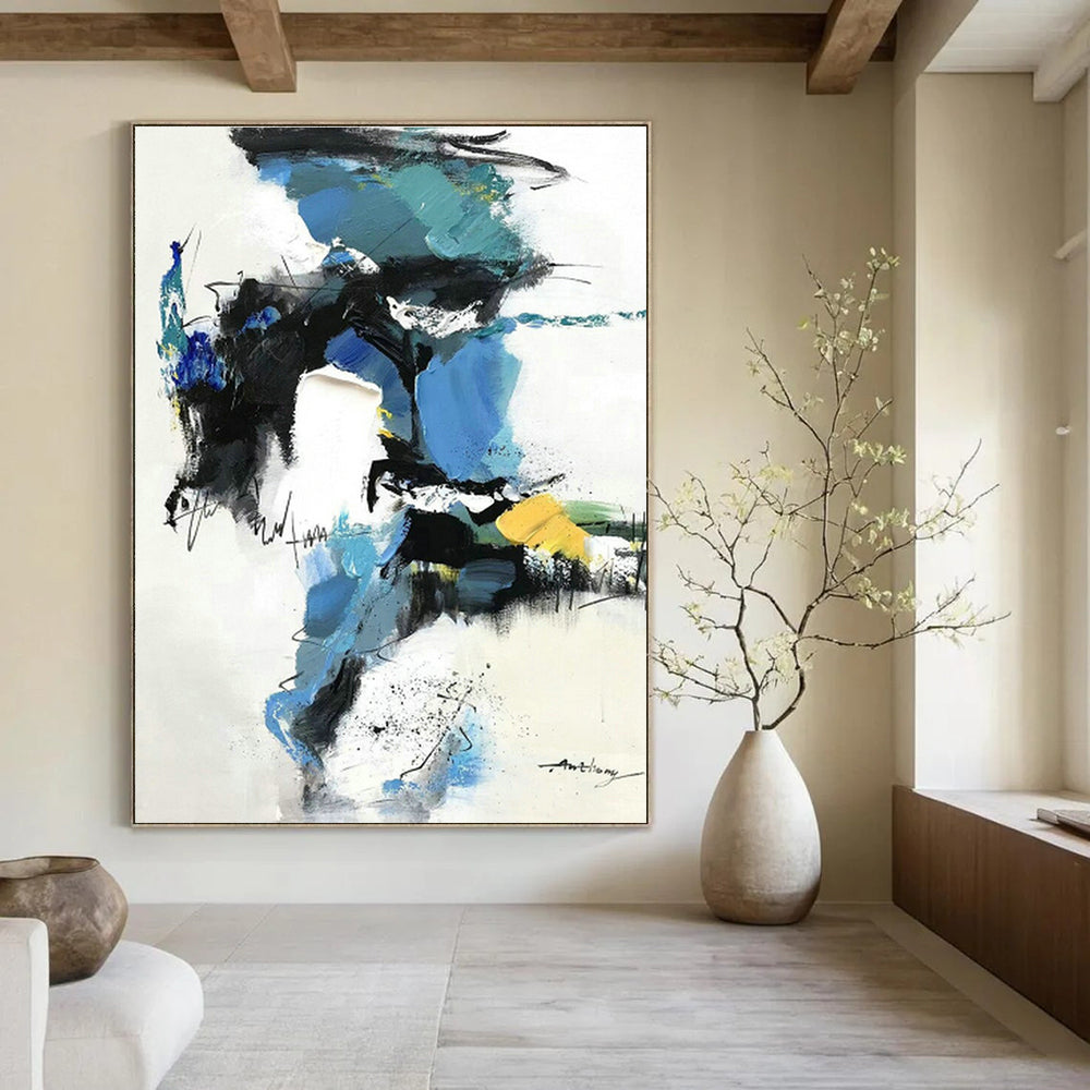 Custom Hand - Painted Abstract Art for Cottage Entryway Dog Runs and Office Utility Rooms DLZ0791
